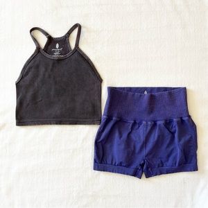 Free People Happiness Runs Crop Top and Good Karma Running Shorts